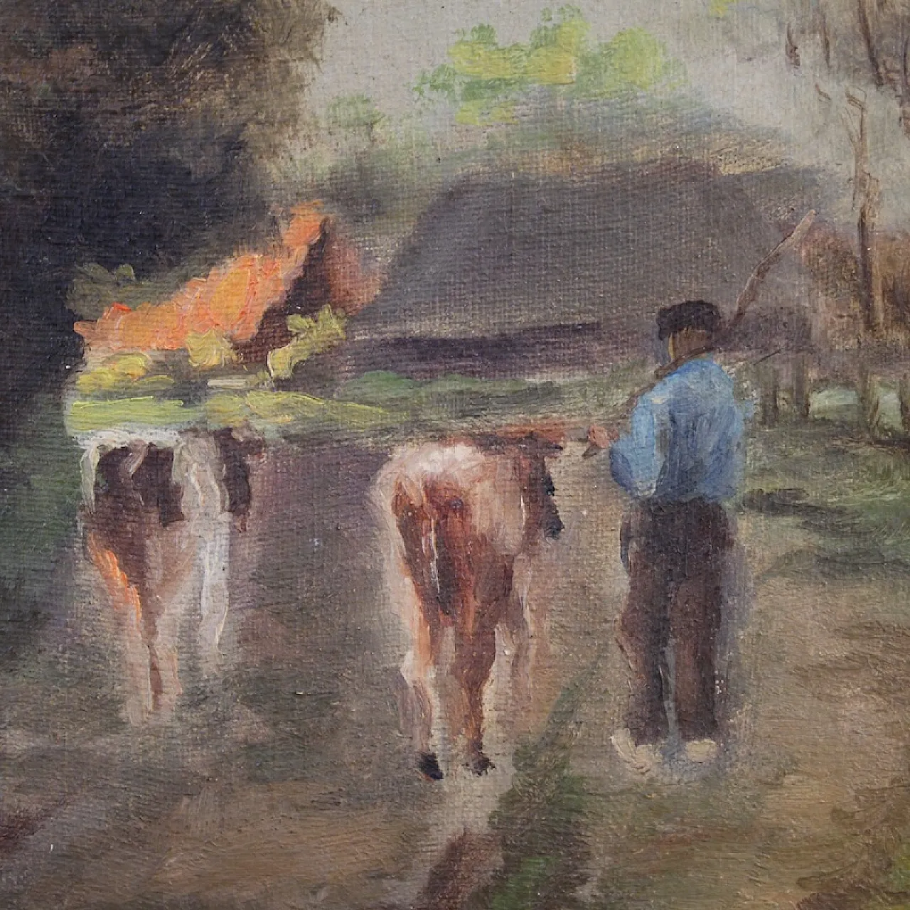 Flemish bucolic landscape painting from the 20th century 10