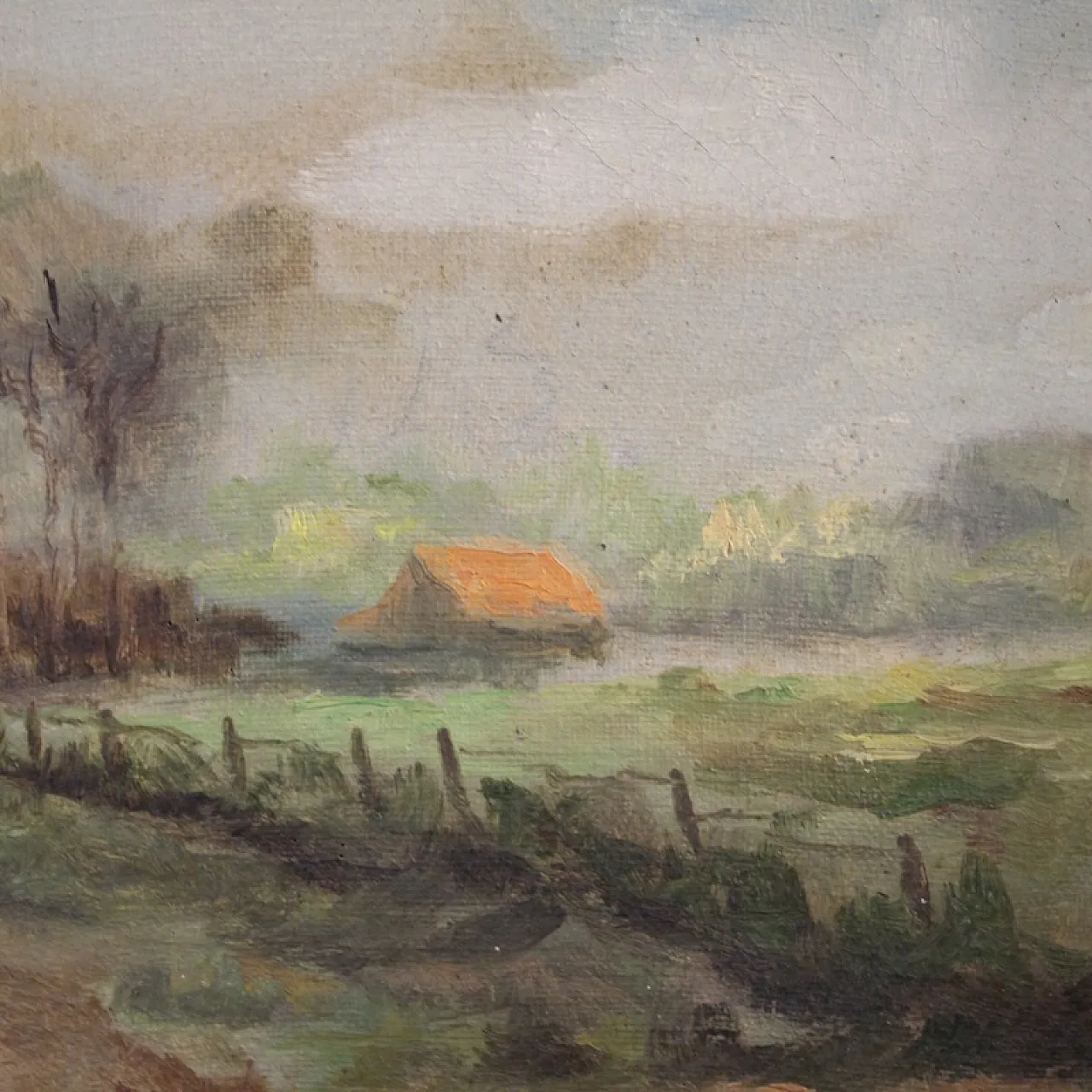 Flemish bucolic landscape painting from the 20th century 11