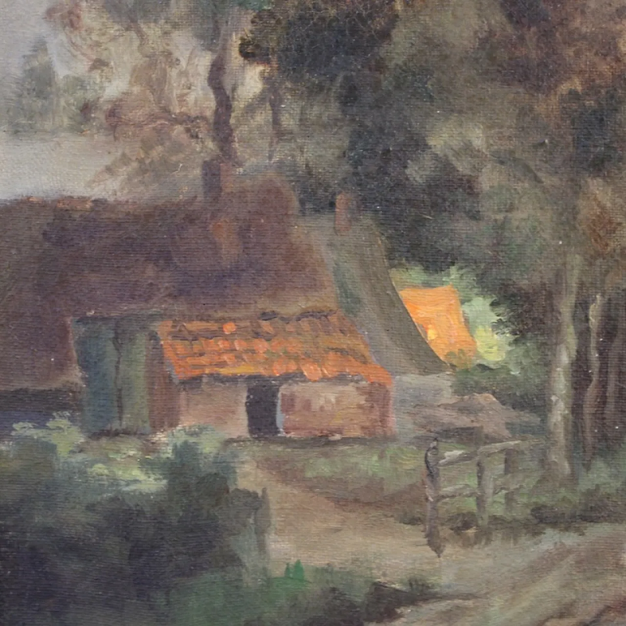Flemish bucolic landscape painting from the 20th century 12