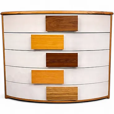 Cassettone a cinque cassetti con fronte curvilineo, '900
