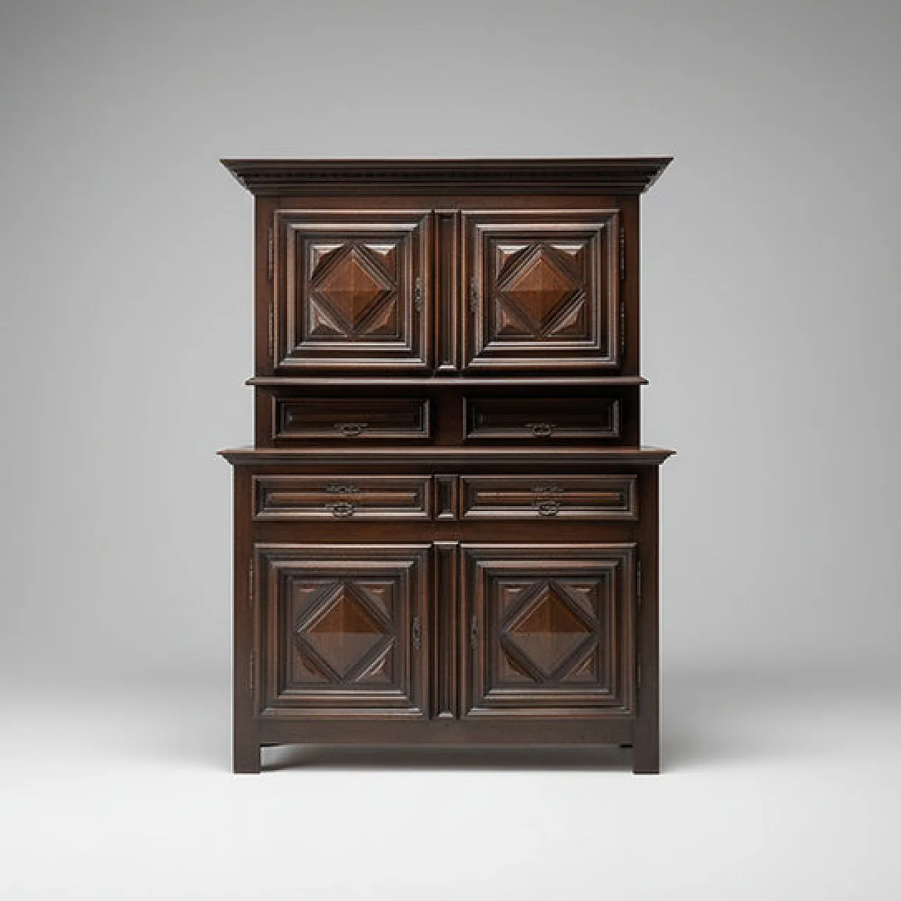Solid wood double-body sideboard, 17th century 1