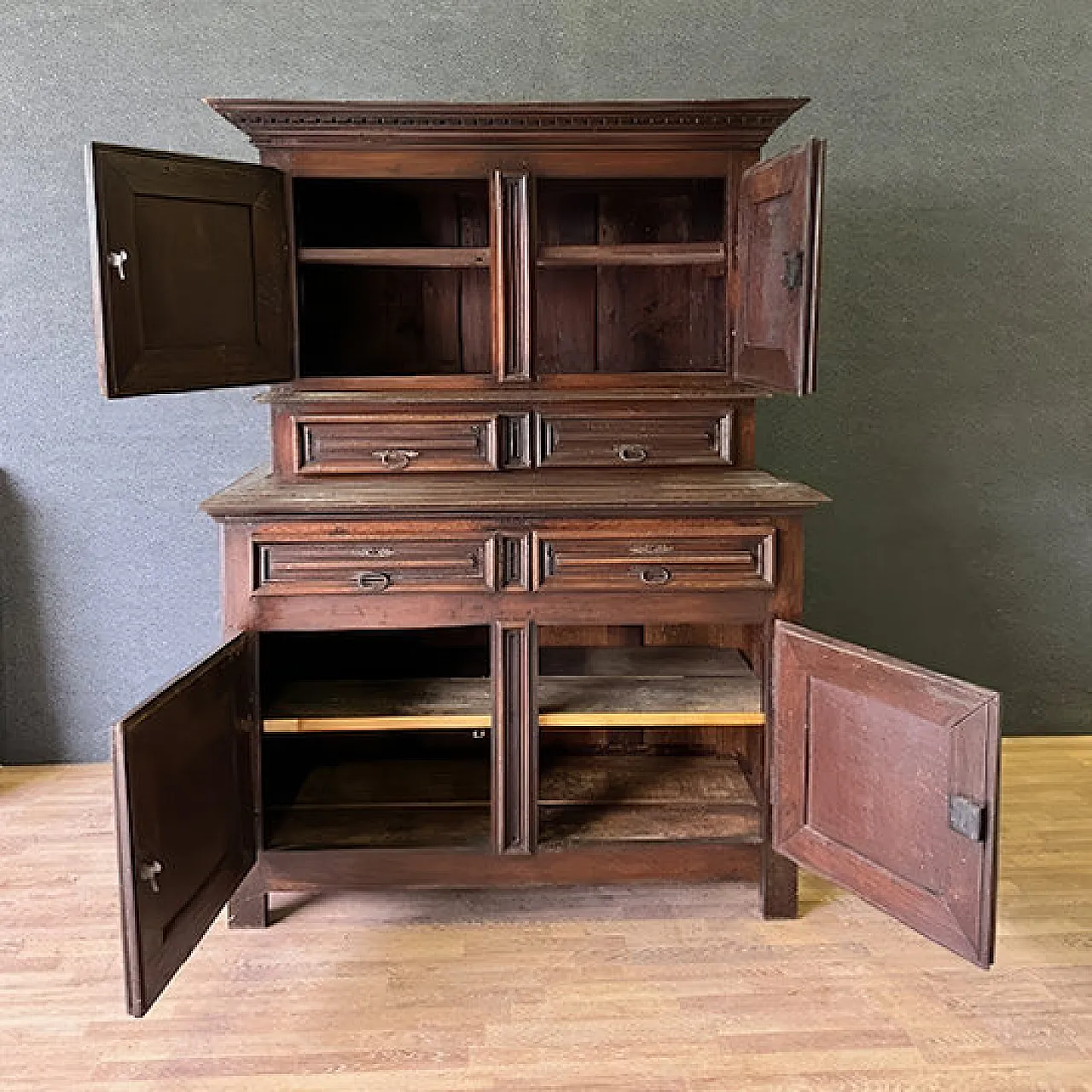 Solid wood double-body sideboard, 17th century 2
