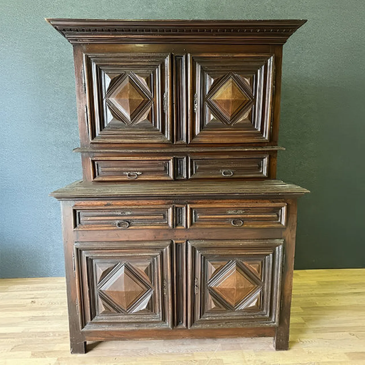 Solid wood double-body sideboard, 17th century 3