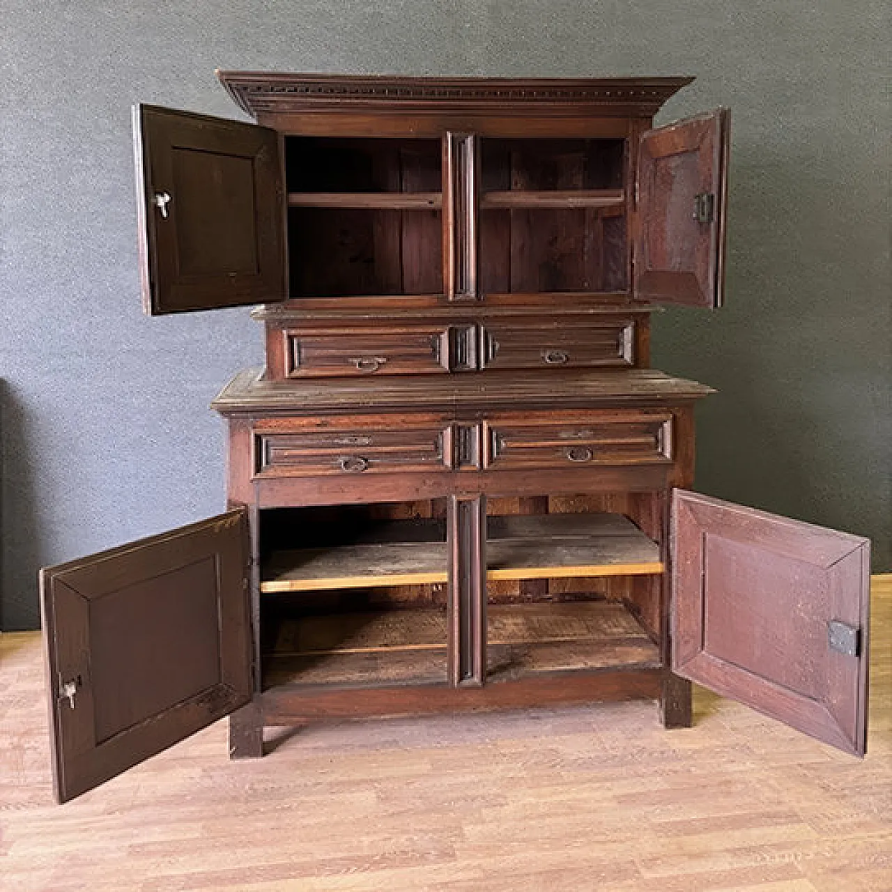 Solid wood double-body sideboard, 17th century 4