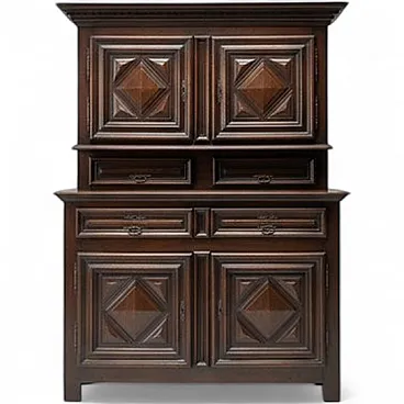 Credenza a doppio corpo in legno massello, '600