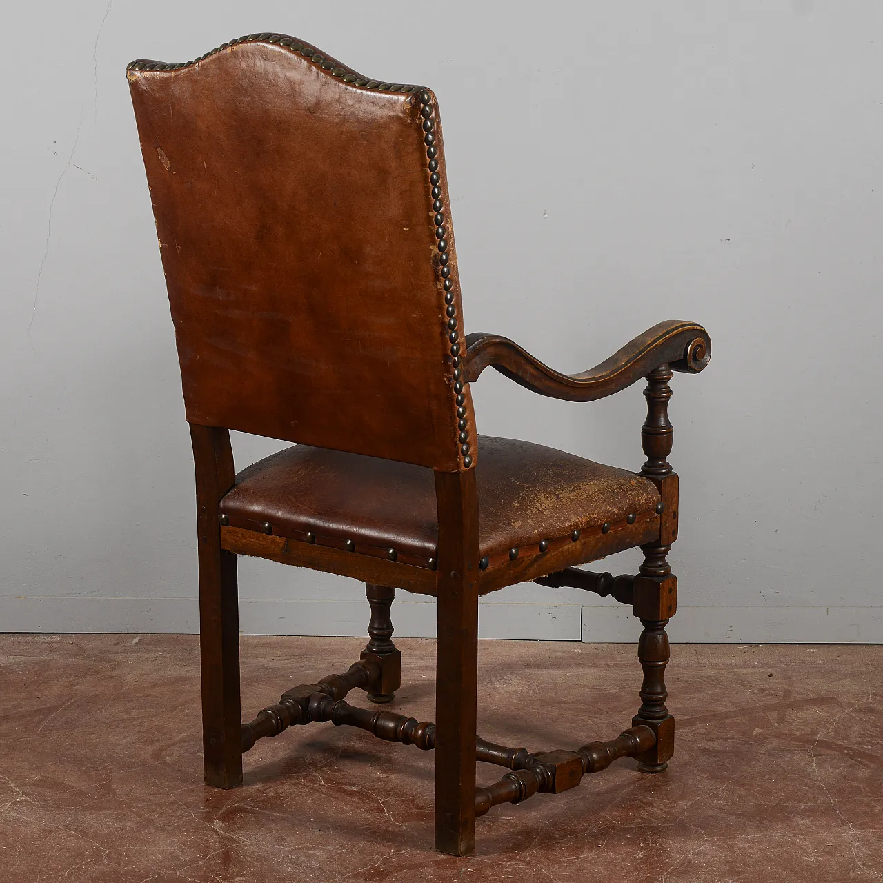 Poltrona barocca rivestita in cuoio, '800 7