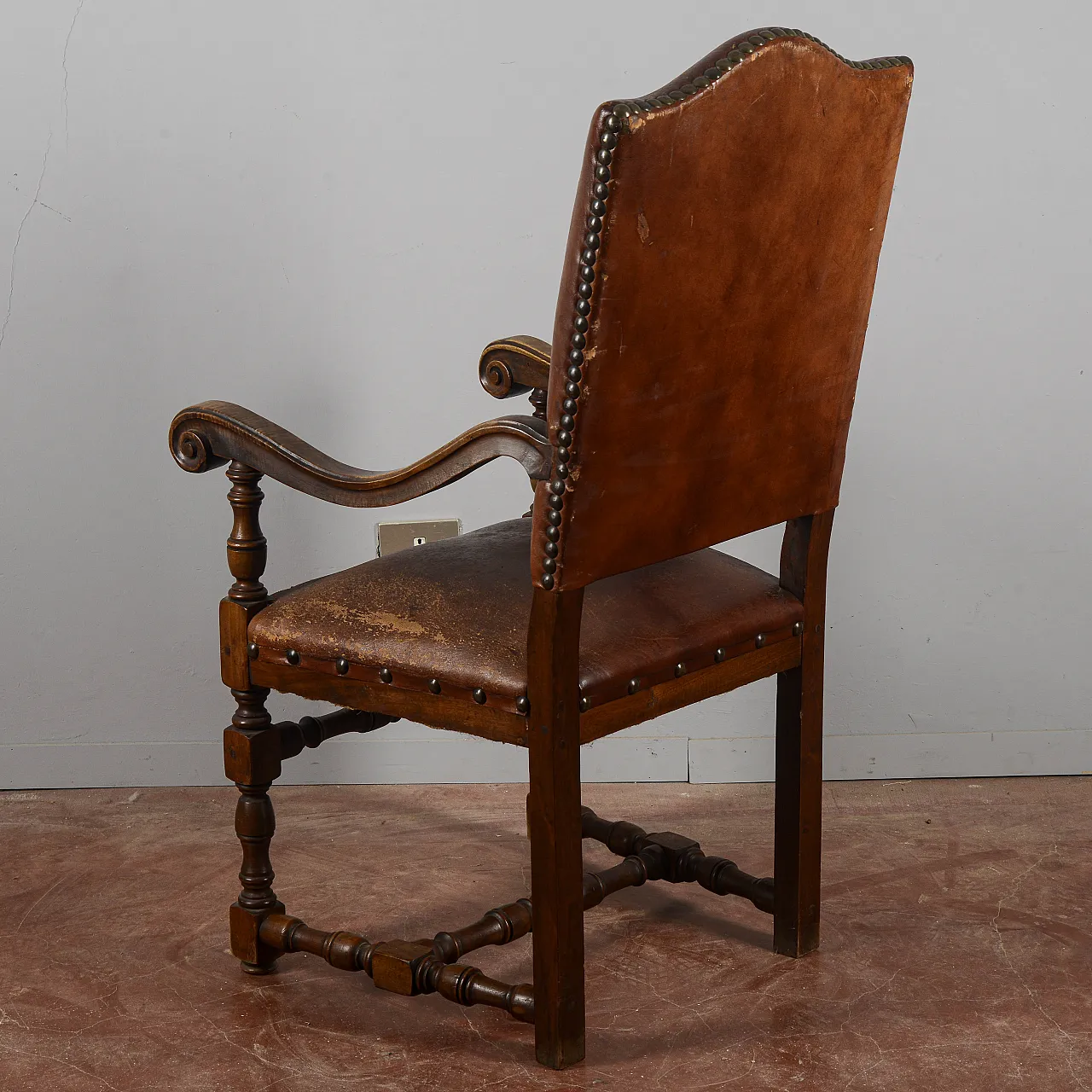Poltrona barocca rivestita in cuoio, '800 8