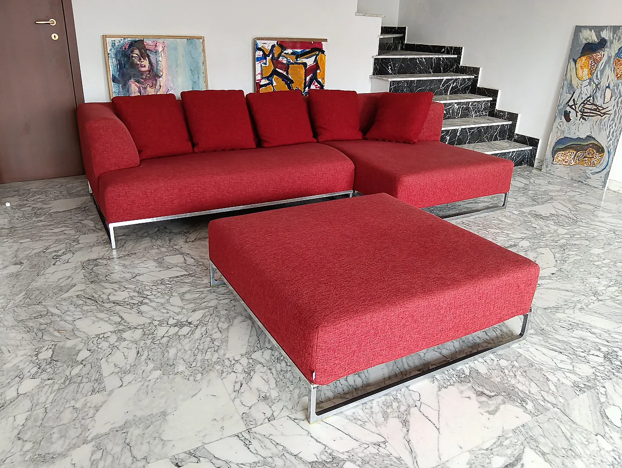 B&B ITALIA sofa SOLO 246 MAXALTO in red material cotton, 2000s 159