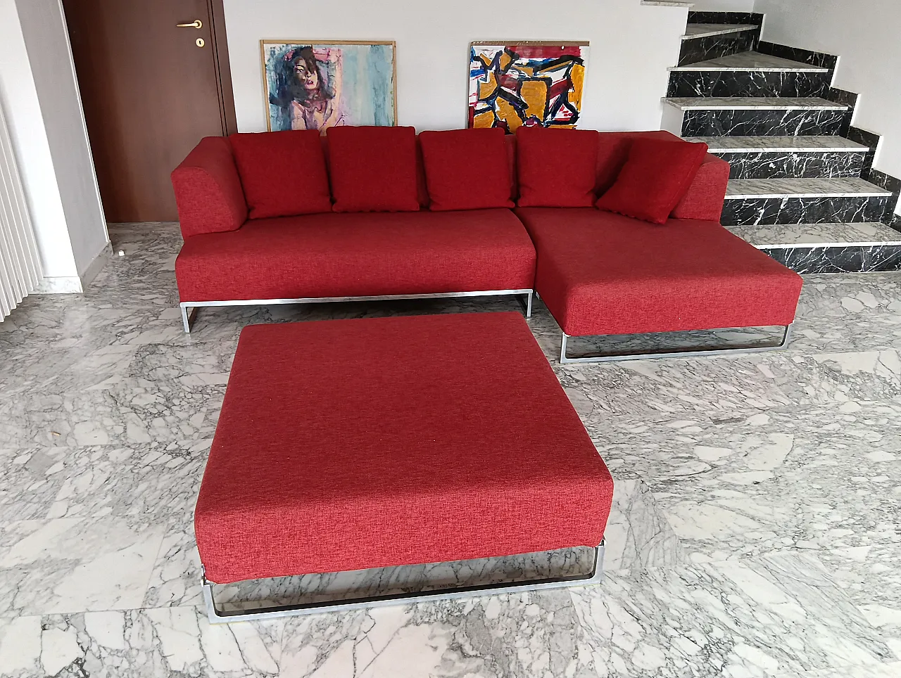 B&B ITALIA sofa SOLO 246 MAXALTO in red material cotton, 2000s 167