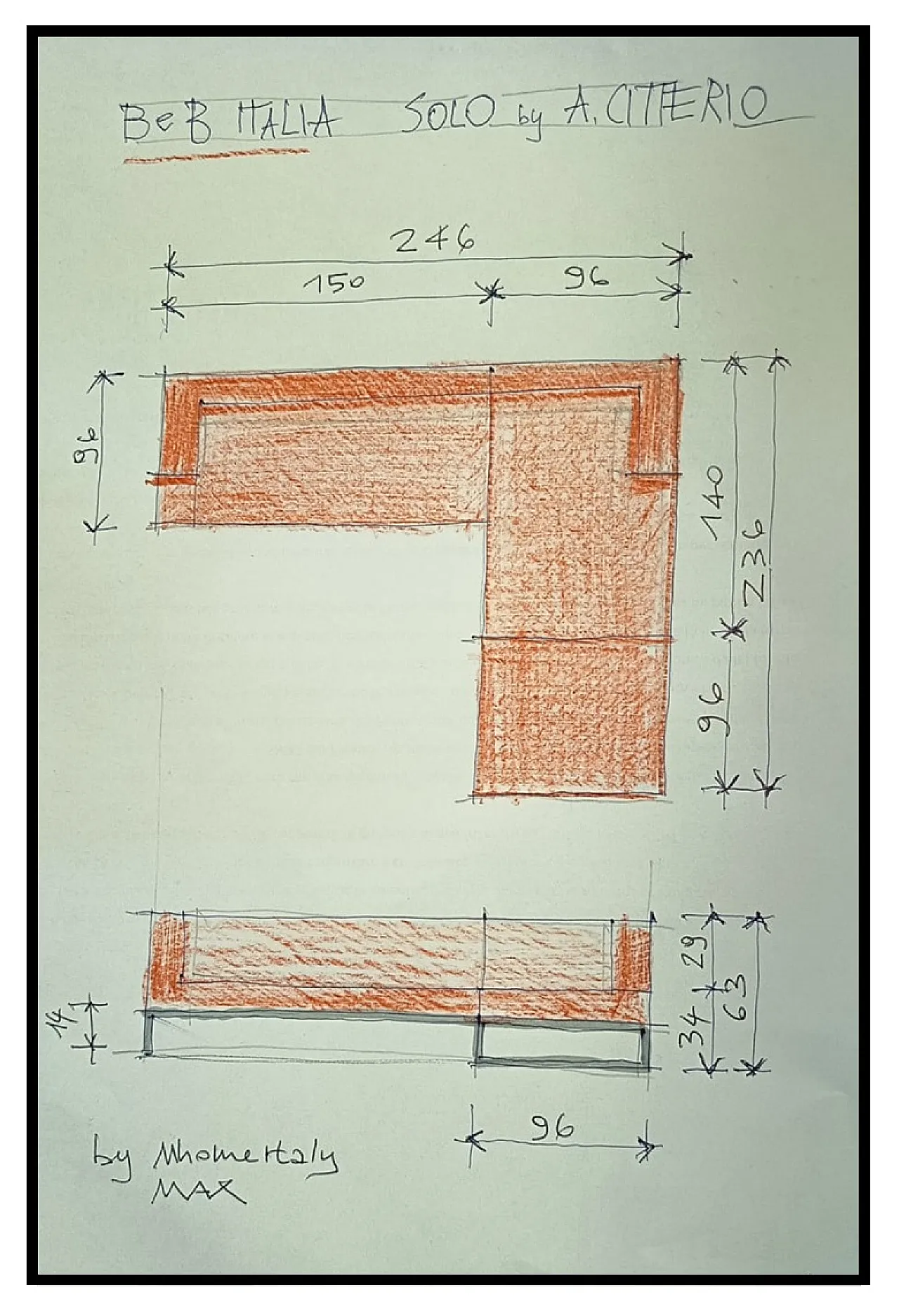 B&B ITALIA sofa SOLO 246 MAXALTO in red material cotton, 2000s 171