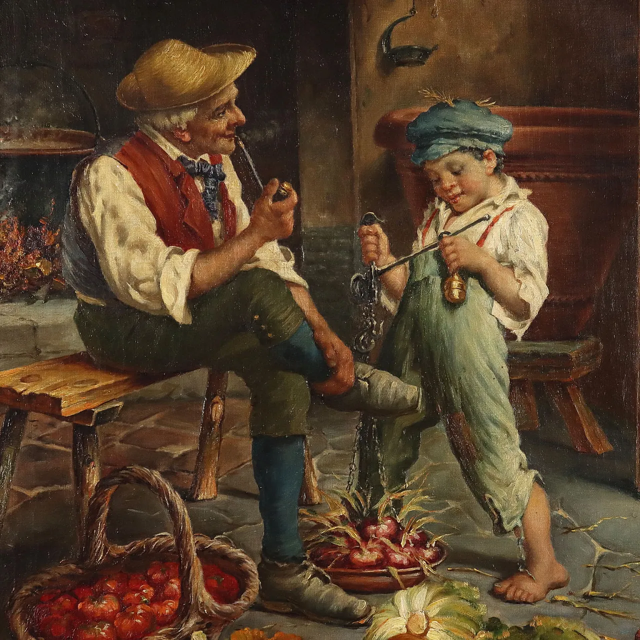 Painting by Adolfo Dumini, oil on canvas, 19th century 3