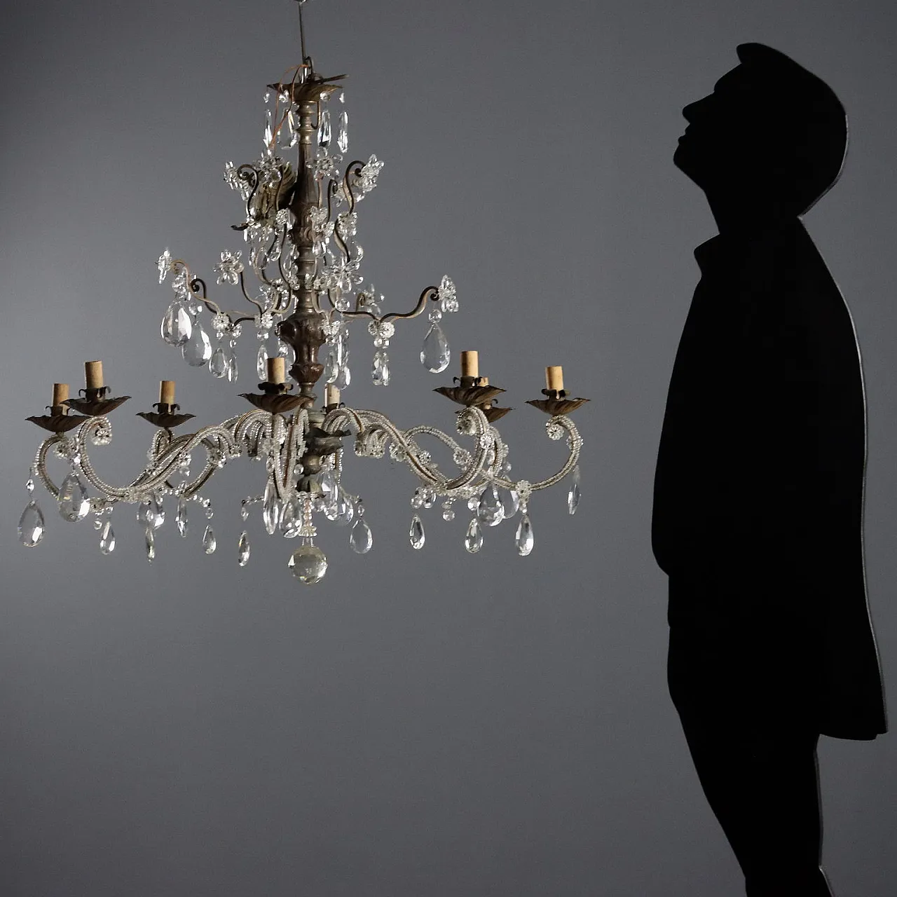 Lampadario in metallo e lamierino, '800 2