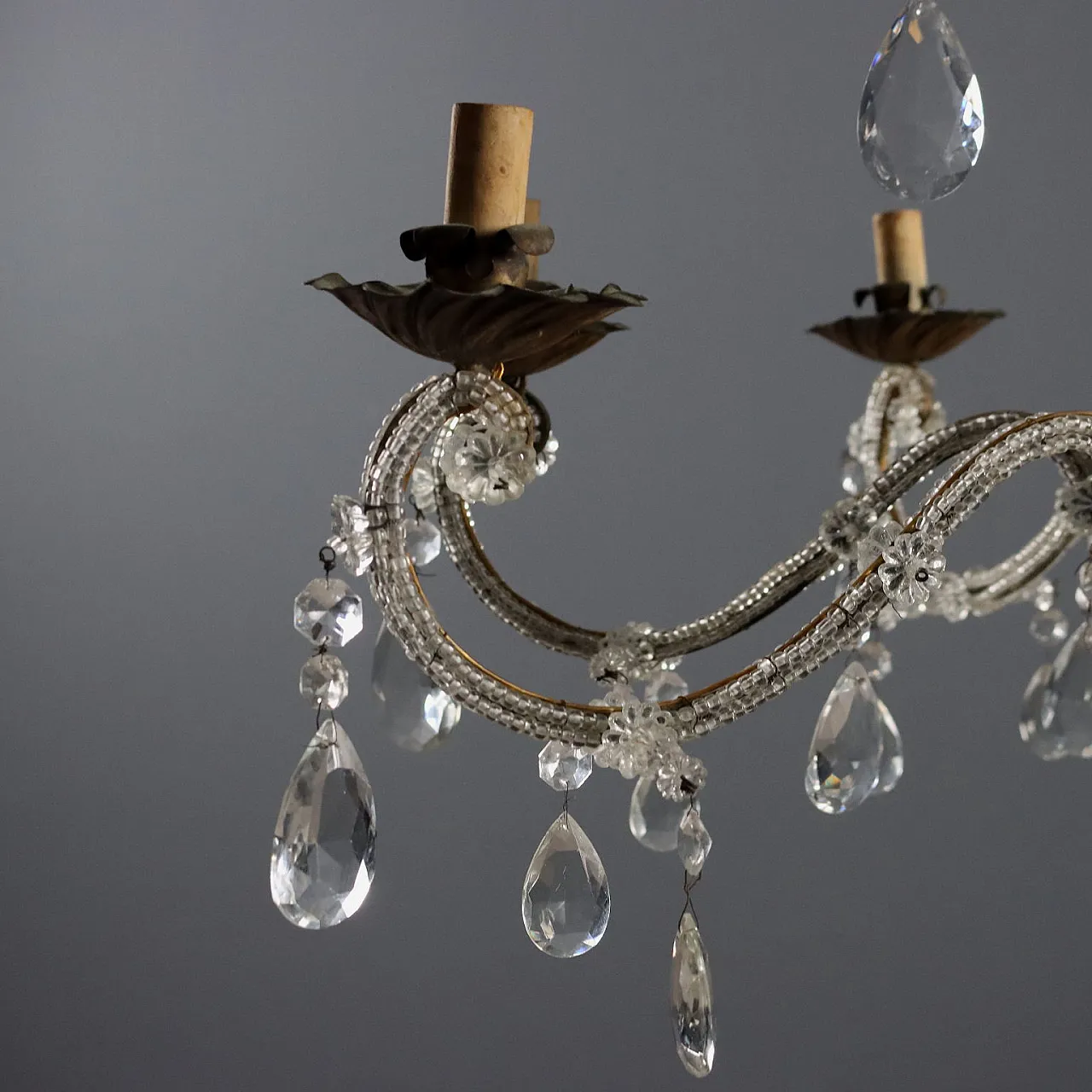 Lampadario in metallo e lamierino, '800 3