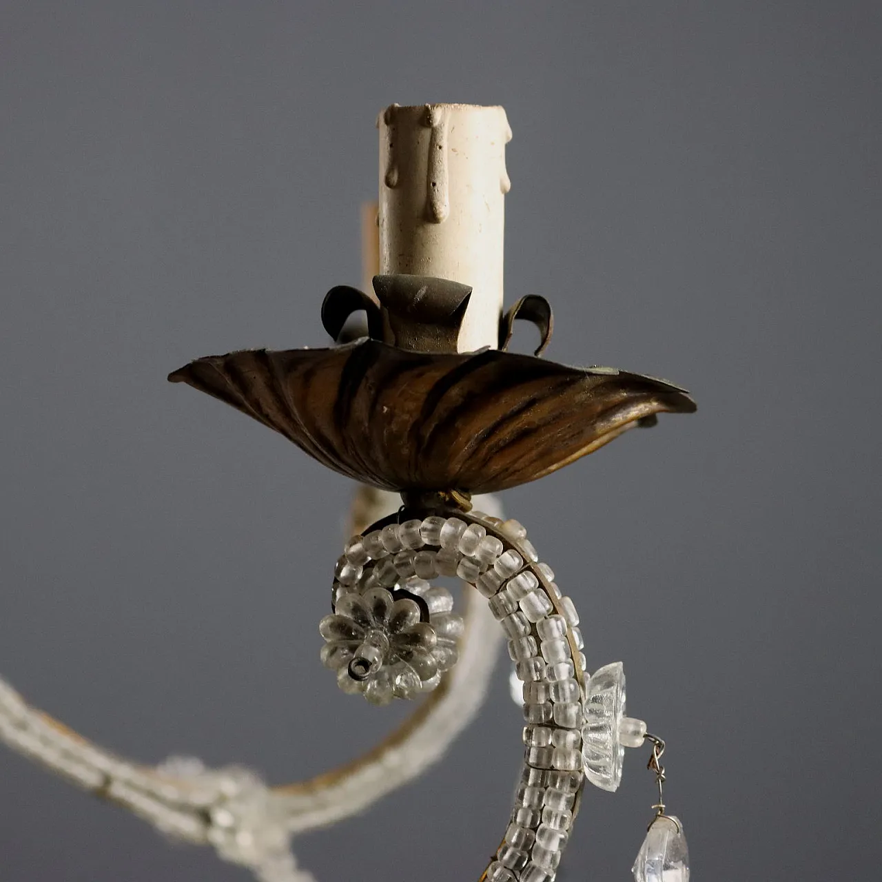 Lampadario in metallo e lamierino, '800 7