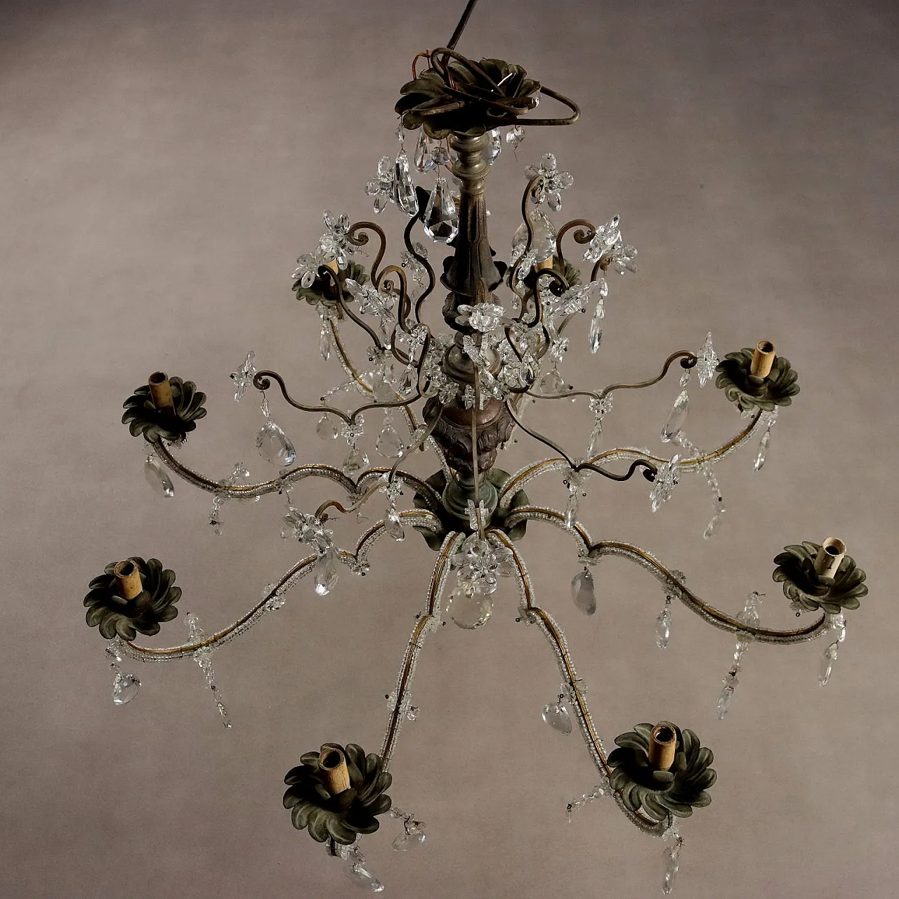 Lampadario in metallo e lamierino, '800 9