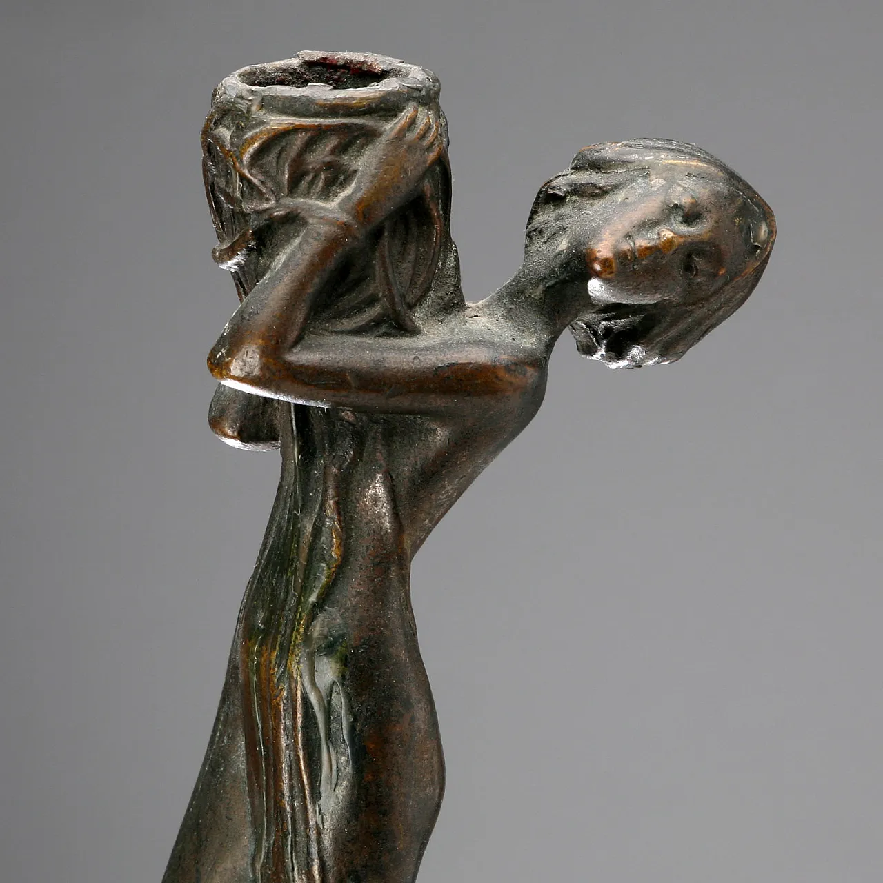 Art Nouveau bronze candle holder, 20th century 4