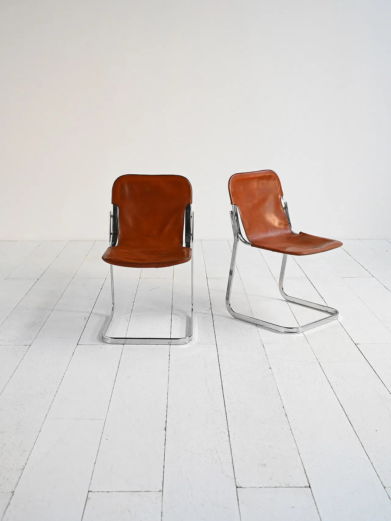 Pair of chairs in Willy Rizzo for Cidue style, 1970s 1