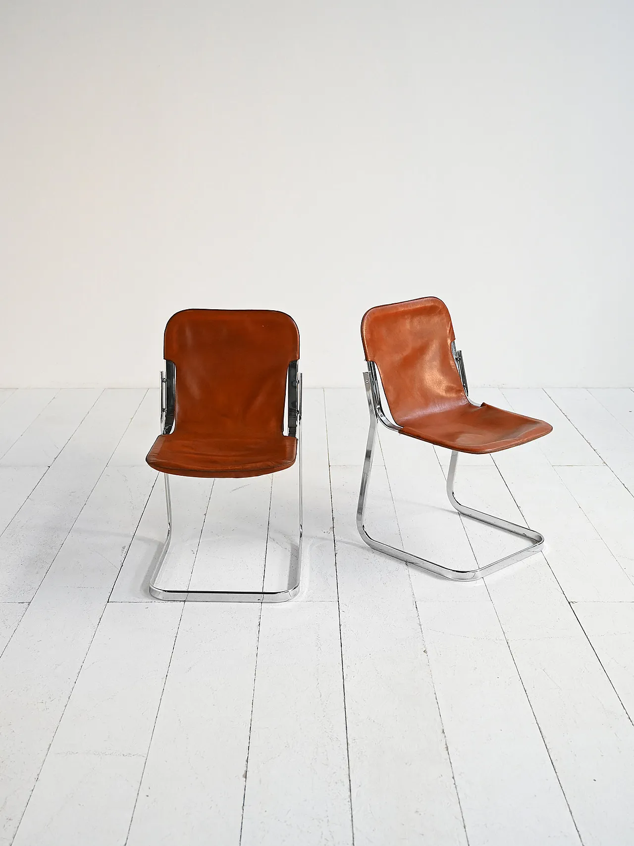 Pair of chairs in Willy Rizzo for Cidue style, 1970s 2