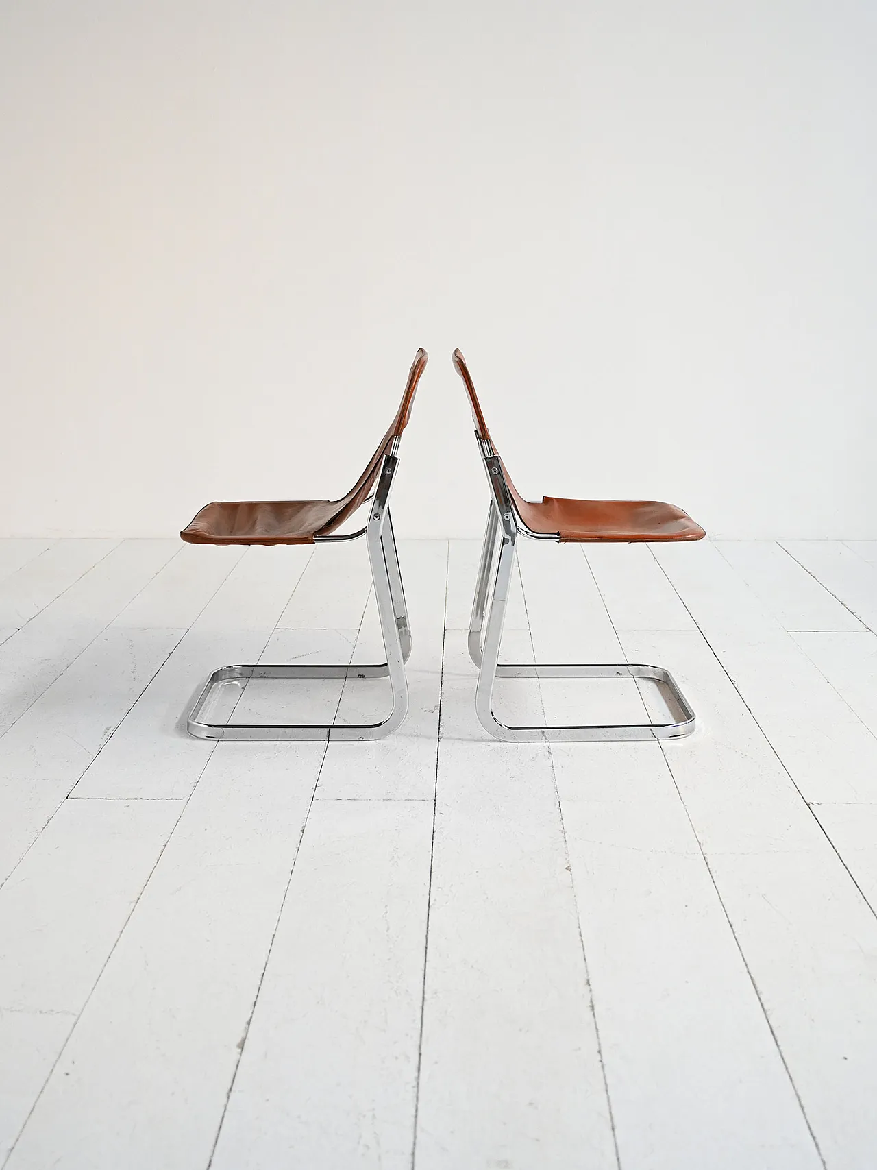 Pair of chairs in Willy Rizzo for Cidue style, 1970s 3