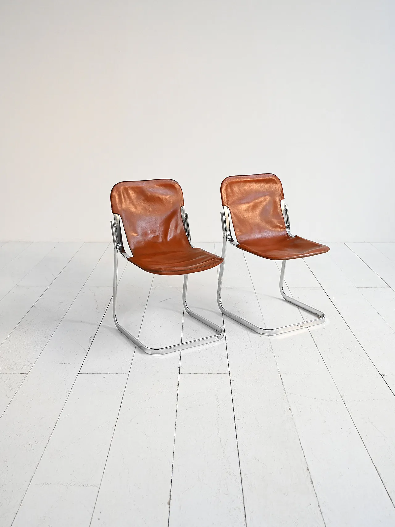 Pair of chairs in Willy Rizzo for Cidue style, 1970s 4
