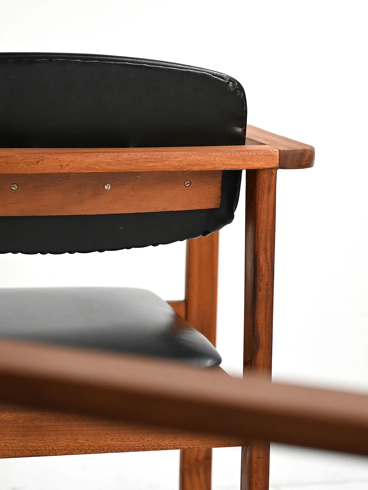 4 teak and leather chairs, Denmark, 1960s 4