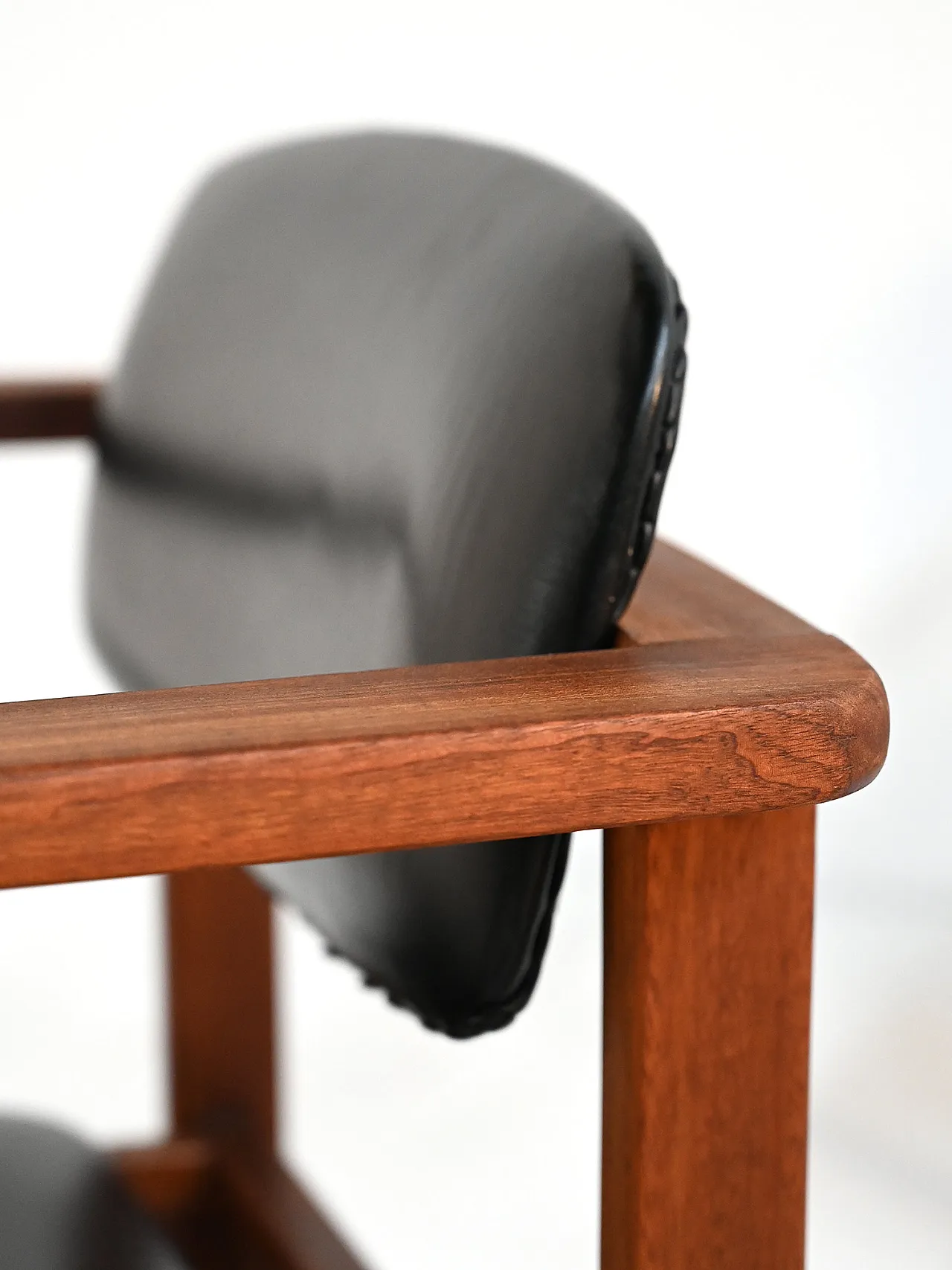 4 teak and leather chairs, Denmark, 1960s 5
