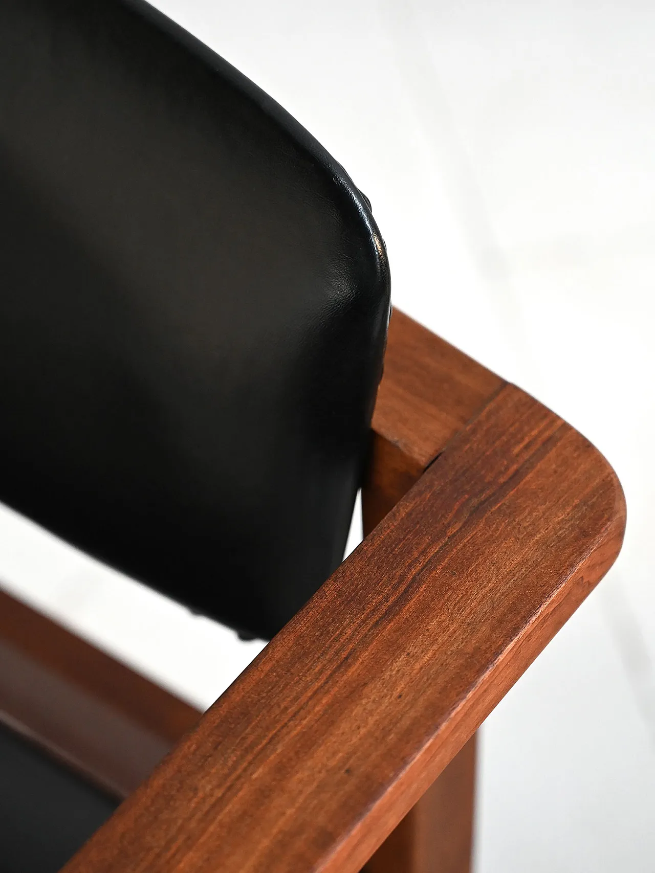 4 teak and leather chairs, Denmark, 1960s 6