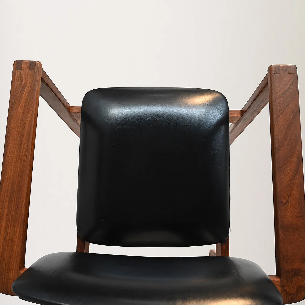 4 teak and leather chairs, Denmark, 1960s 8