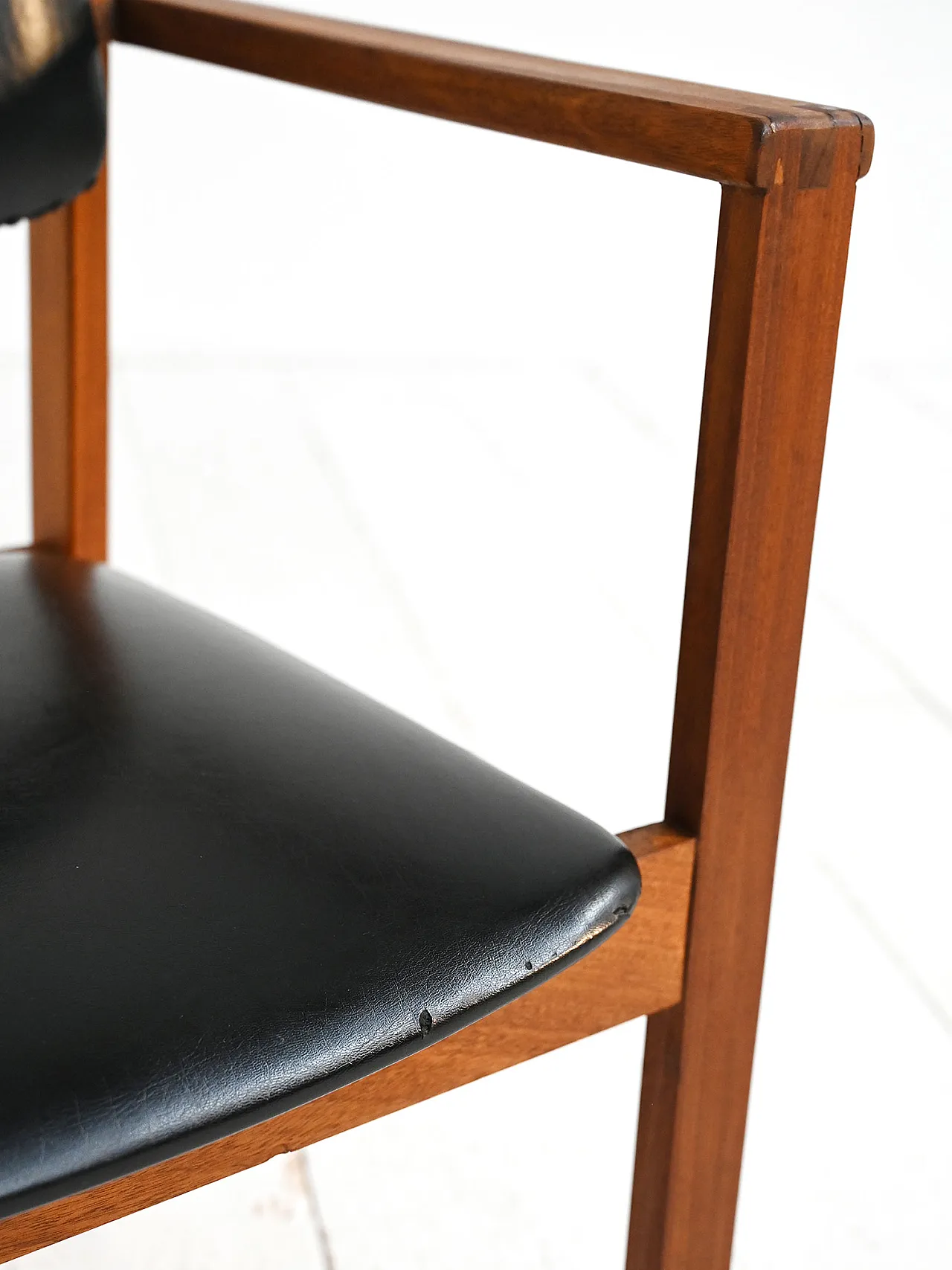 4 teak and leather chairs, Denmark, 1960s 9