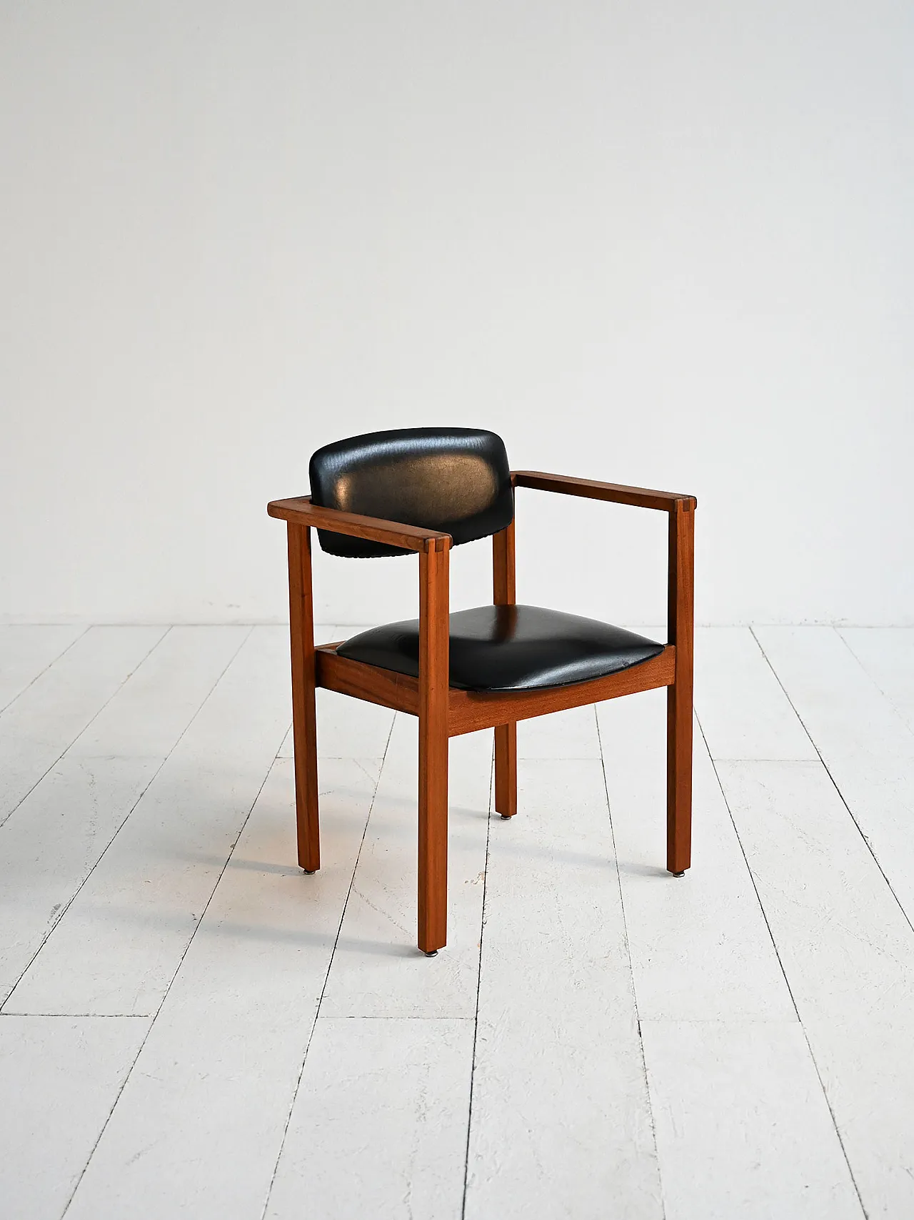 Teak and leather chair, Denmark, 1960s 1
