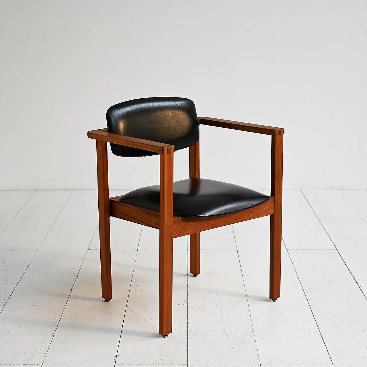 Teak and leather chair, Denmark, 1960s 2