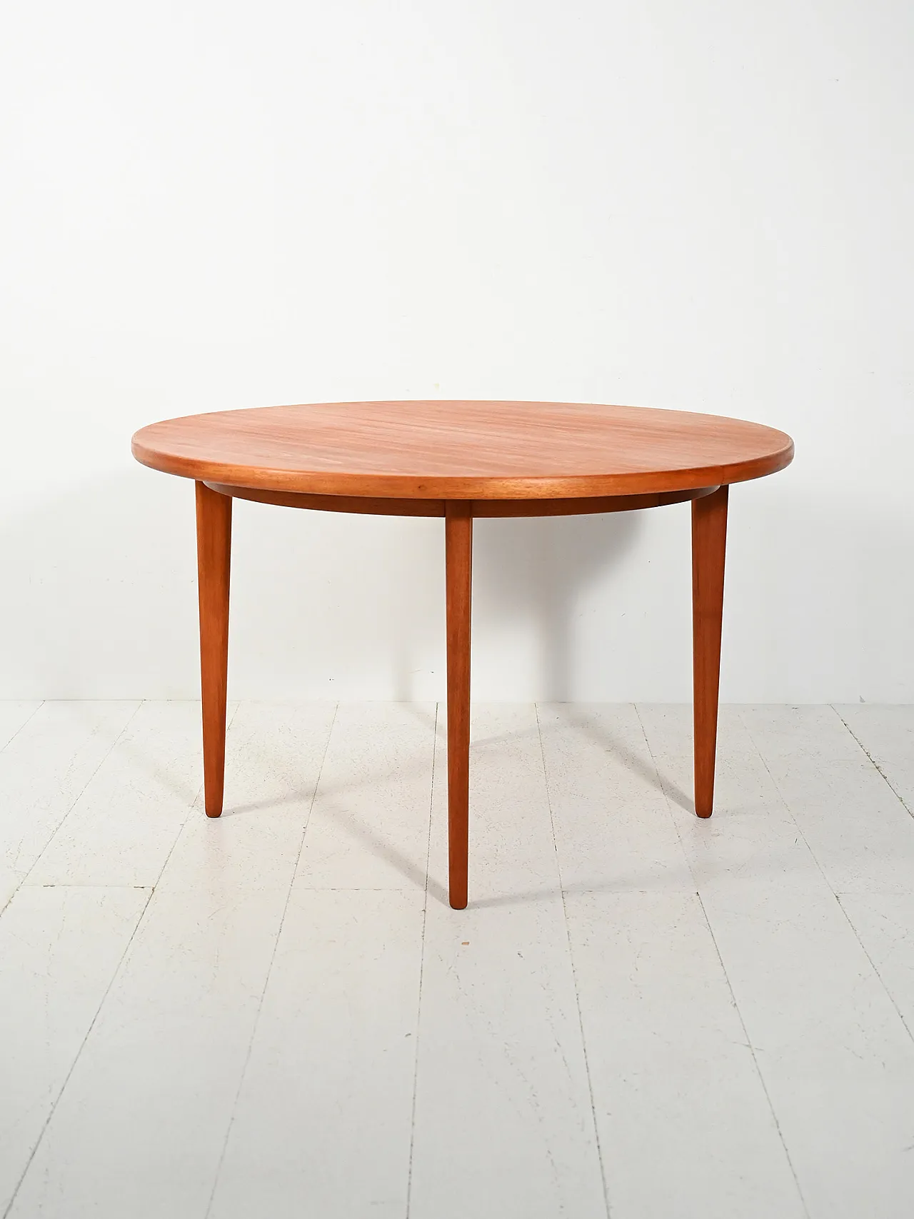 Round Swedish extendable teak table from the 1960s 2