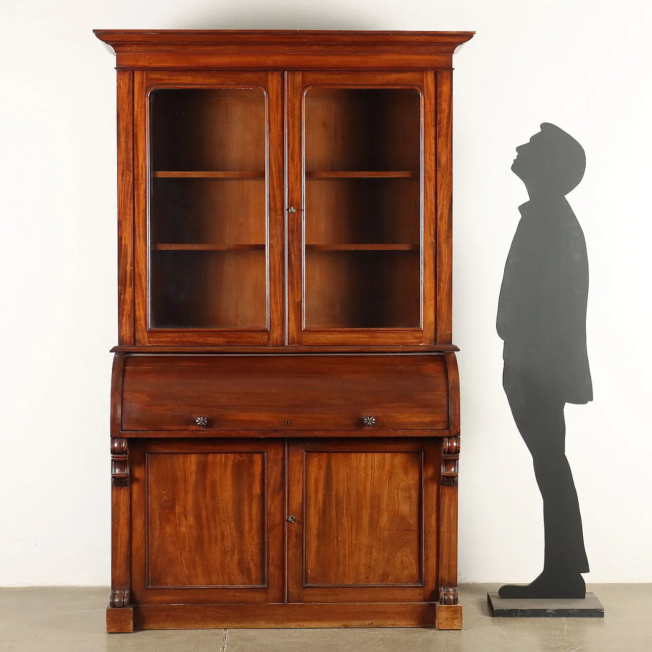 Credenza in mogano con anta a rullo, '800 2
