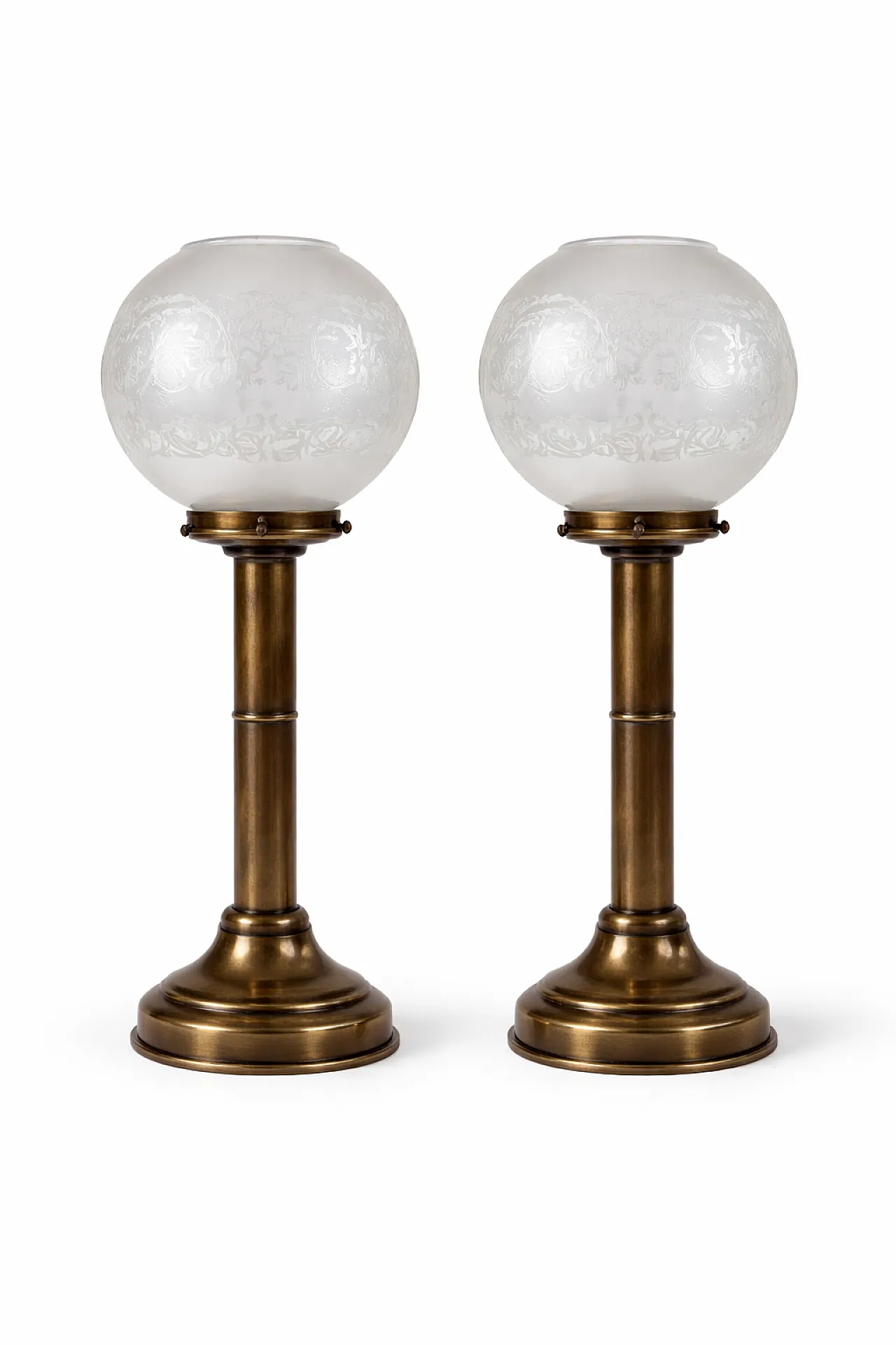 Pair of DHR Rotterdam candlesticks in brass and glass, 1930s 7