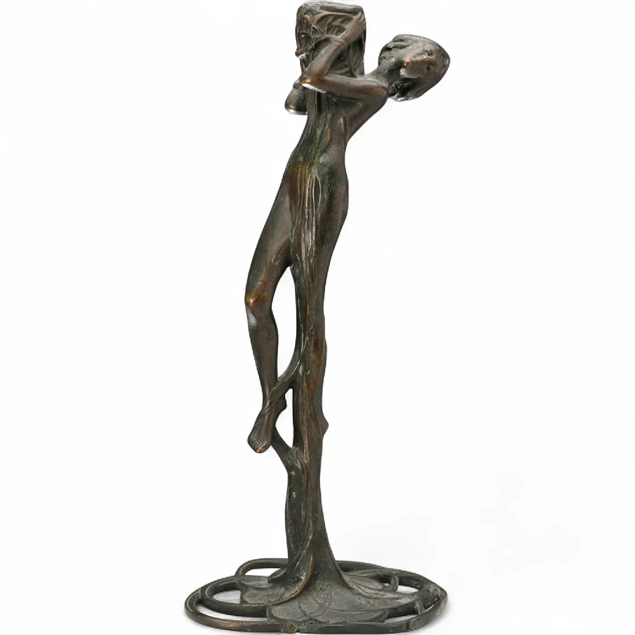 Art Nouveau bronze candle holder, 20th century 10