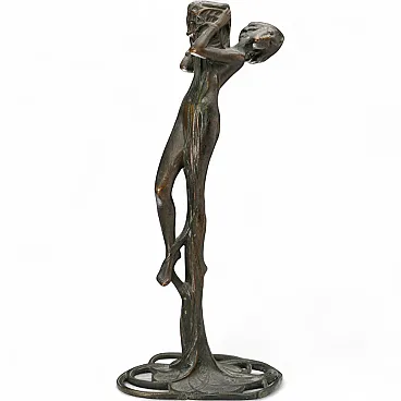 Art Nouveau bronze candle holder, 20th century