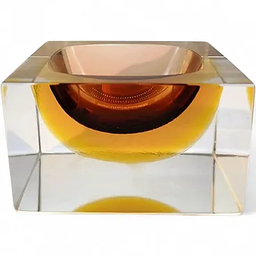 Square ashtray in Murano glass by Flavio Poli for Seguso, 1960s