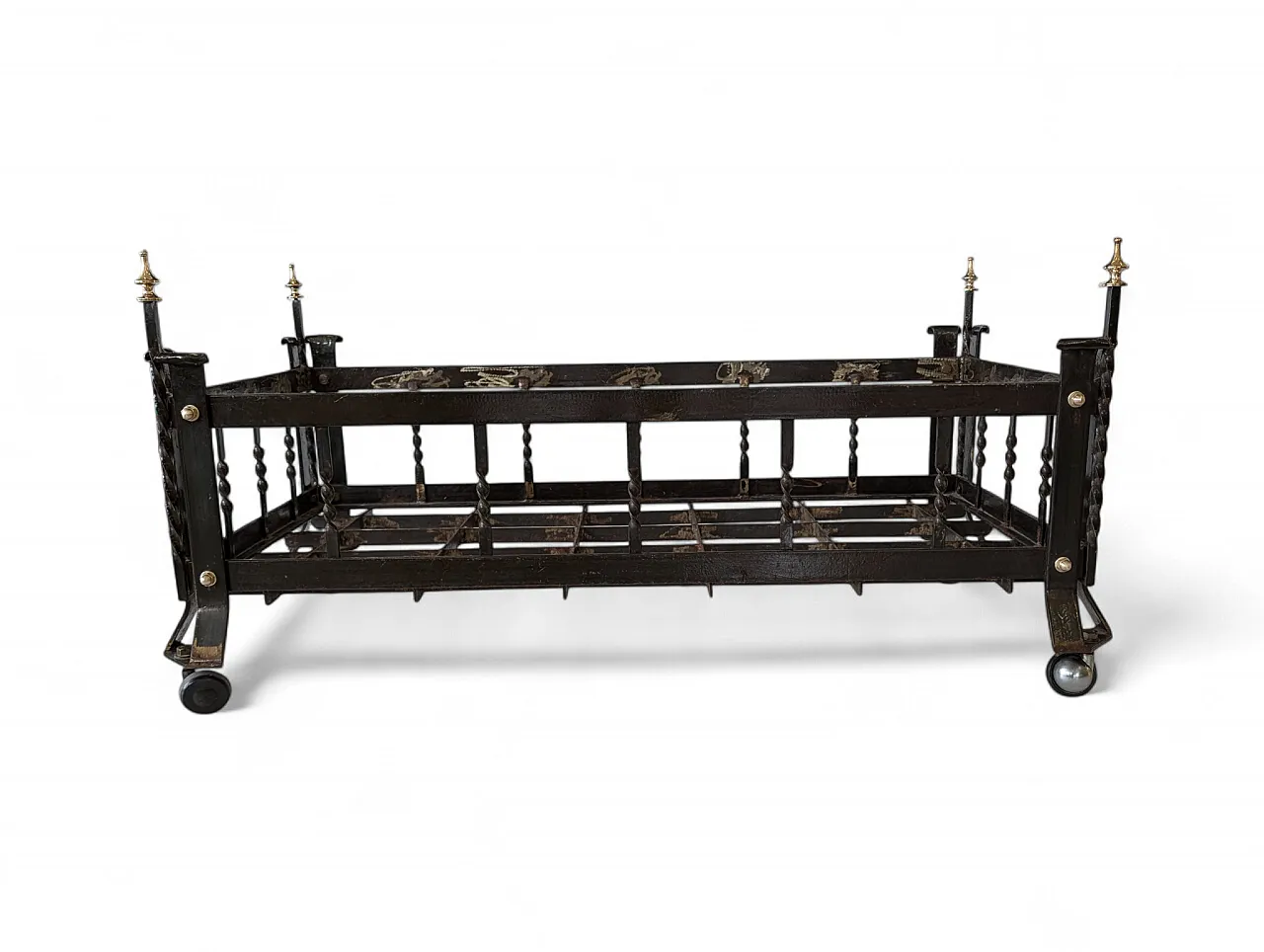 Iron and brass log holder in classic style, 1960s 1