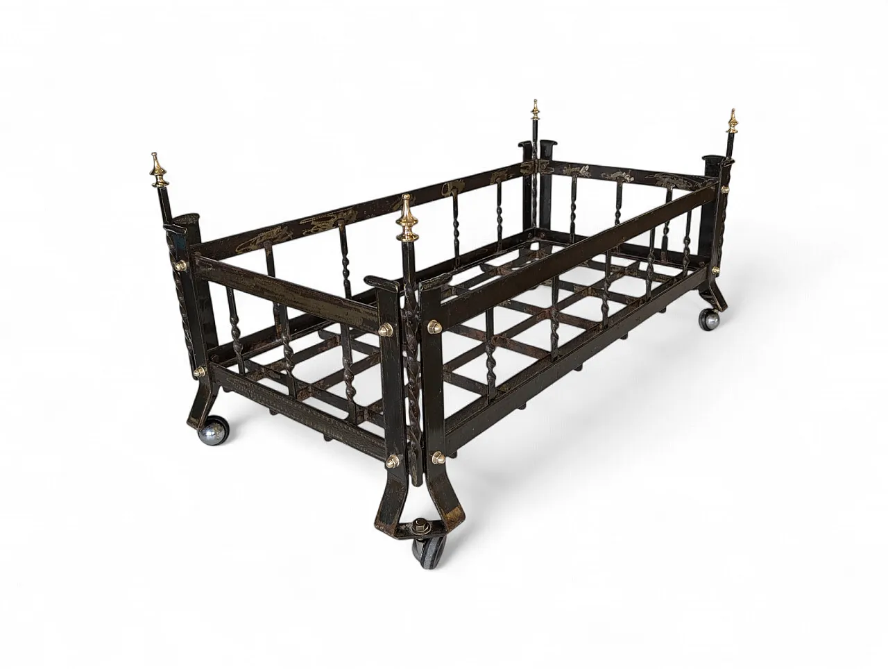 Iron and brass log holder in classic style, 1960s 2
