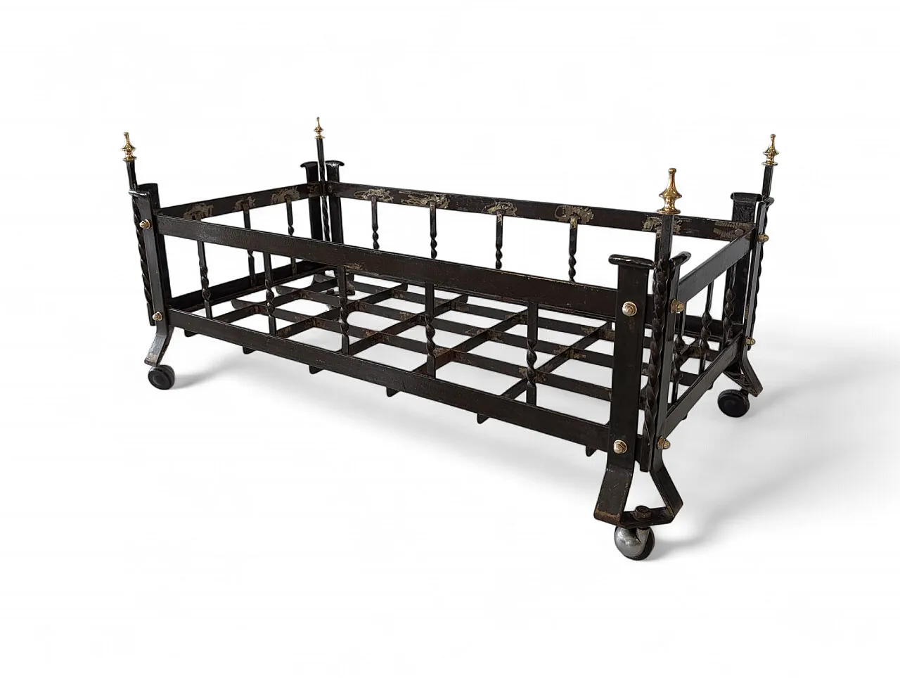 Iron and brass log holder in classic style, 1960s 3