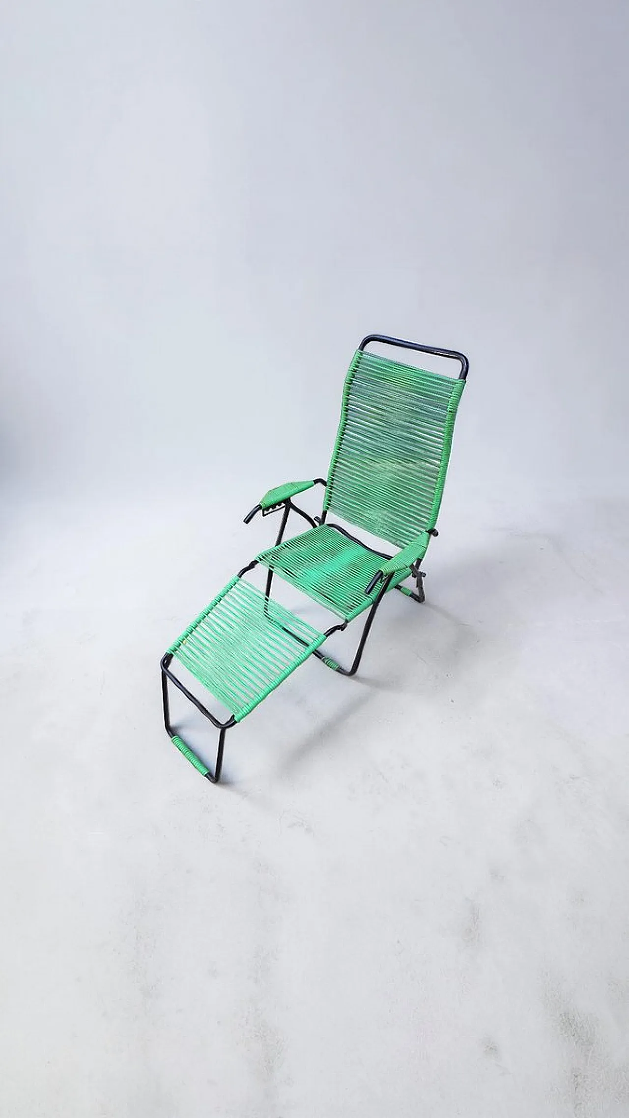 Spaghetti corded reclining deckchair with ottoman, 1960s 2