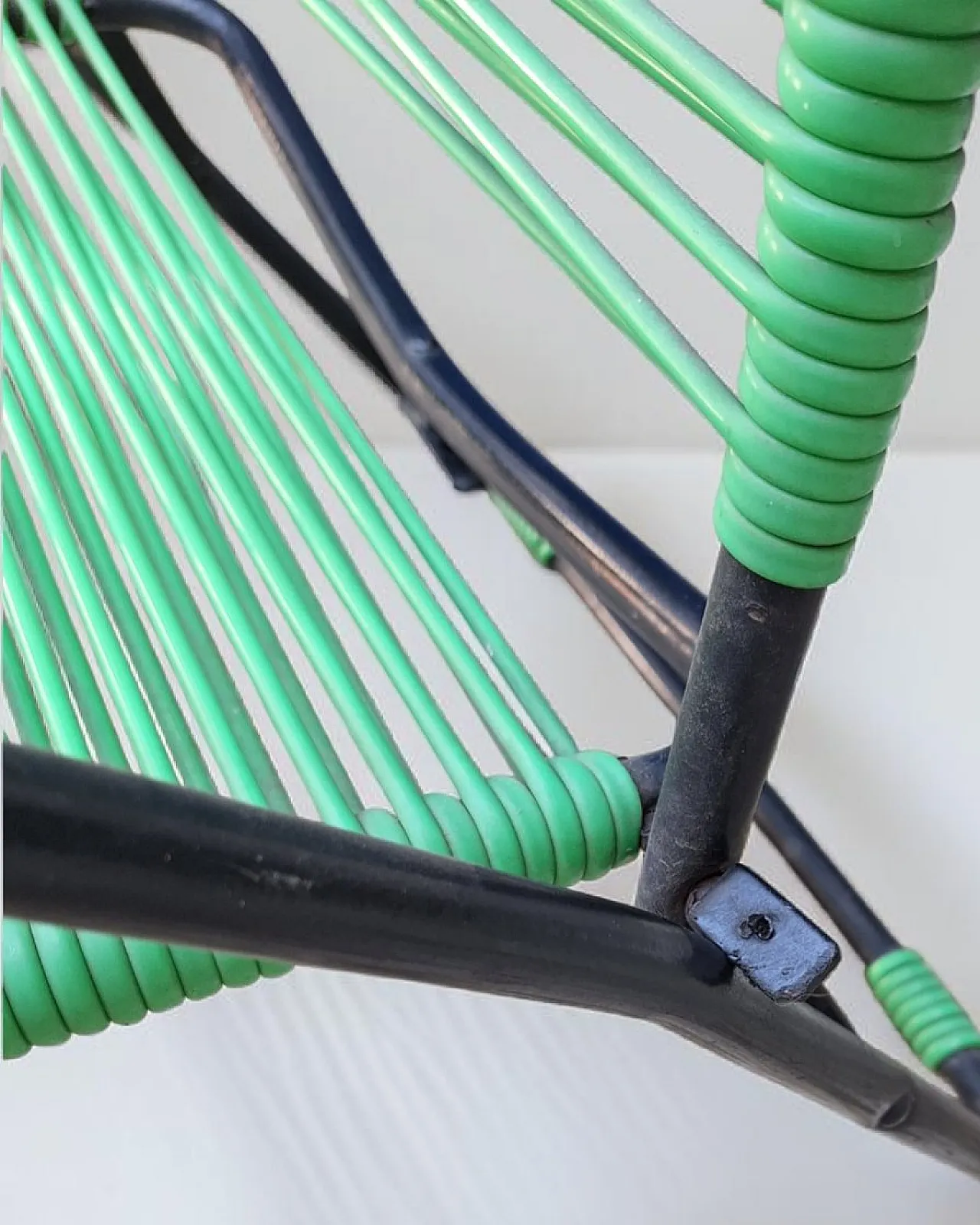 Spaghetti corded reclining deckchair with ottoman, 1960s 4