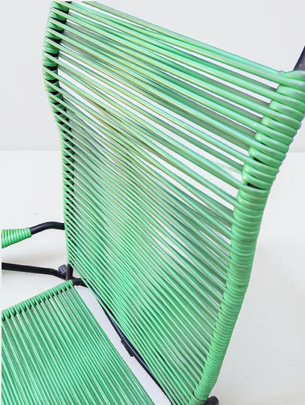 Spaghetti corded reclining deckchair with ottoman, 1960s 5