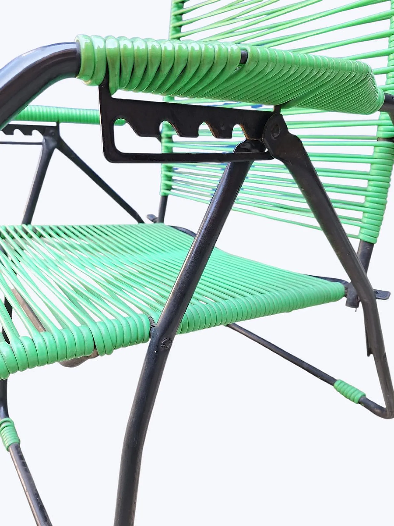 Spaghetti corded reclining deckchair with ottoman, 1960s 6