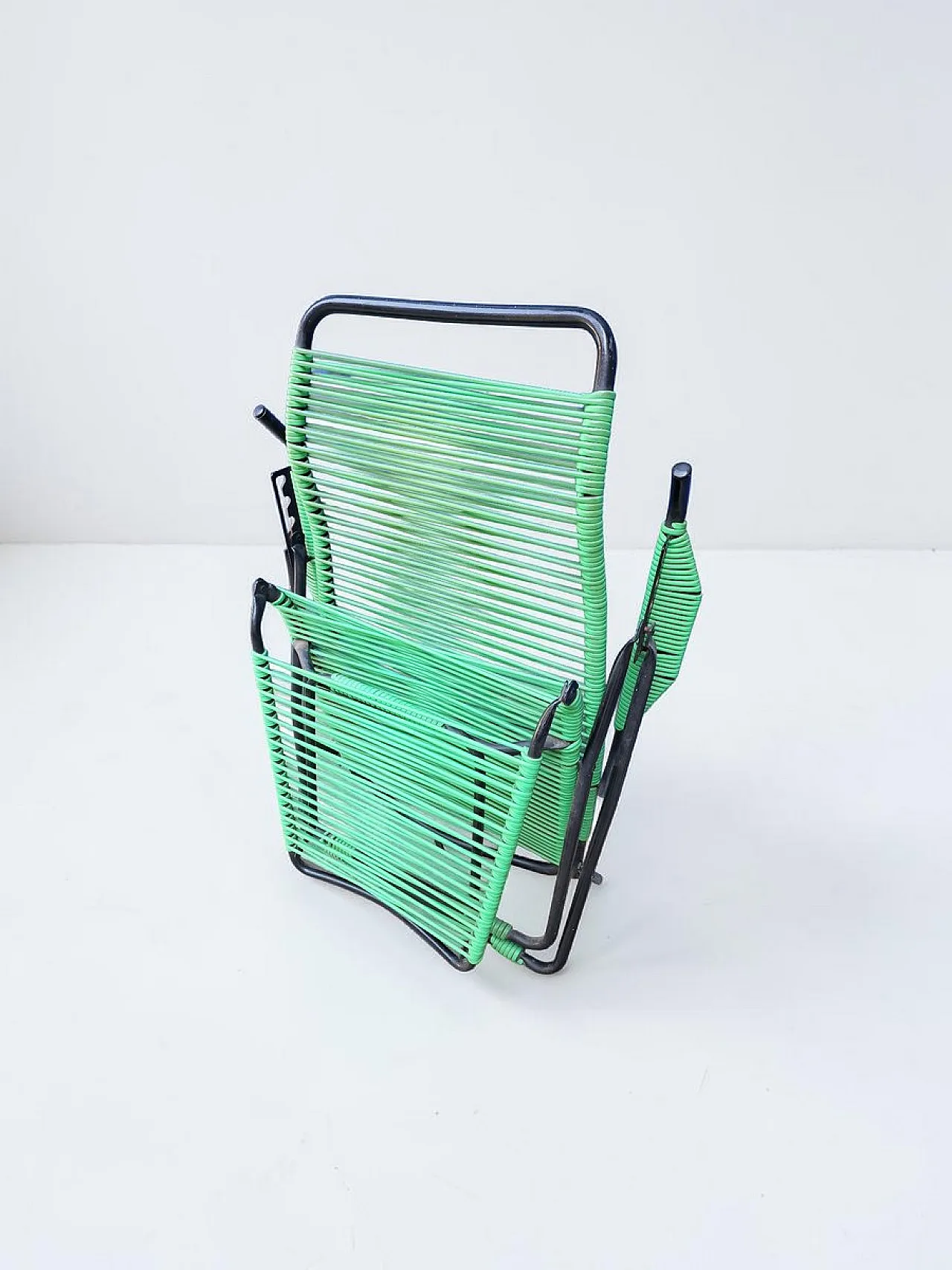 Spaghetti corded reclining deckchair with ottoman, 1960s 7