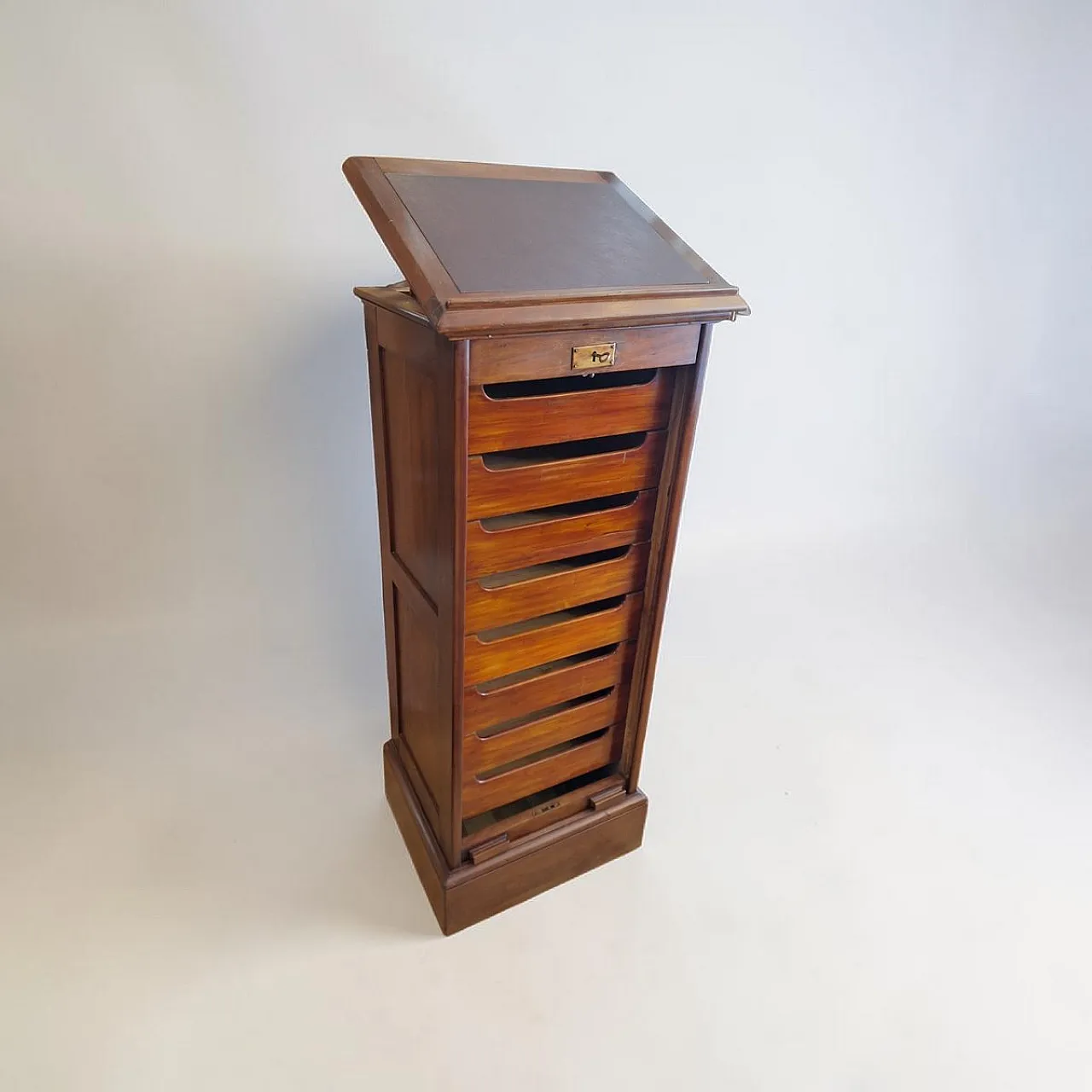 Wooden filing cabinet with shutter from Franzi, 1950s 3