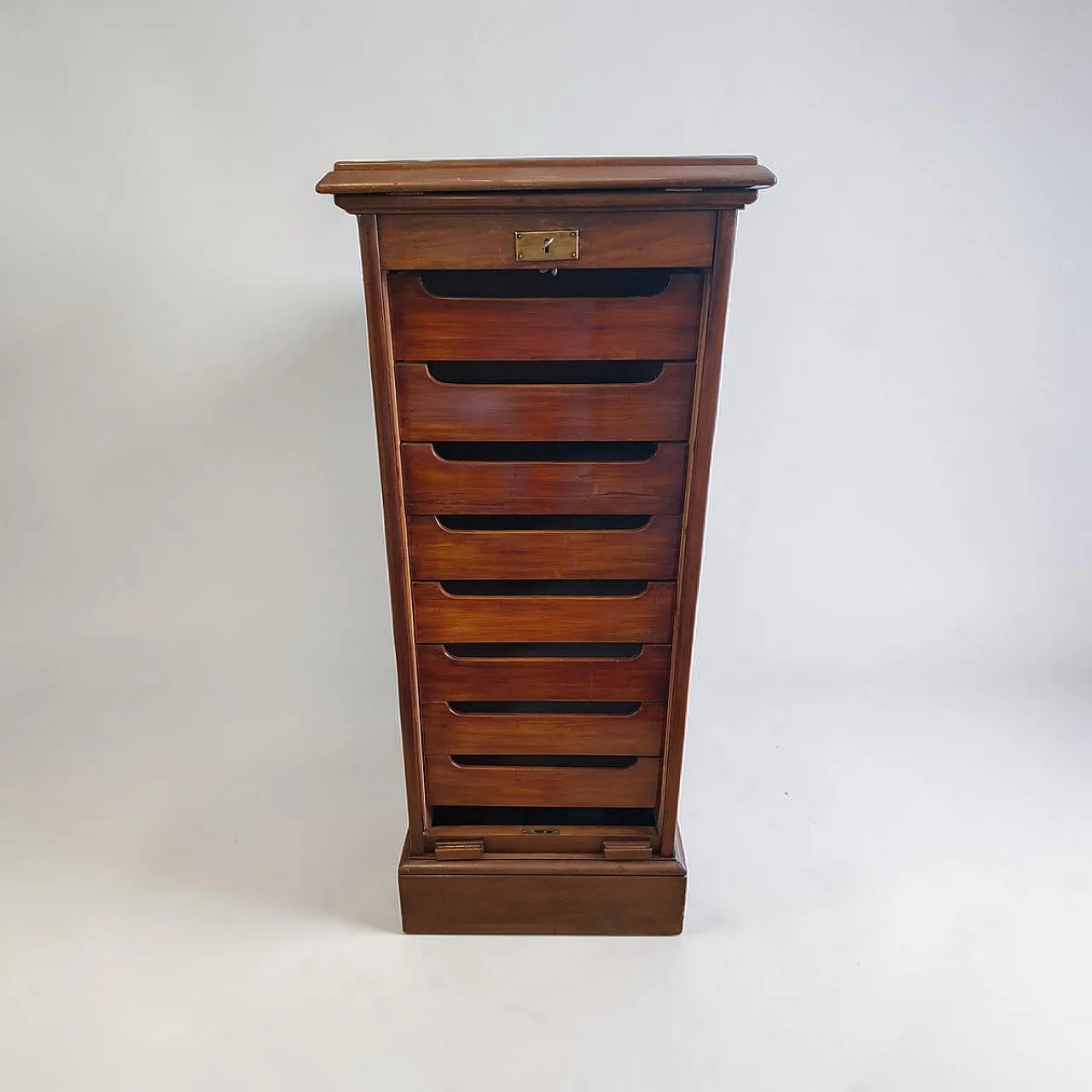 Wooden filing cabinet with shutter from Franzi, 1950s 4