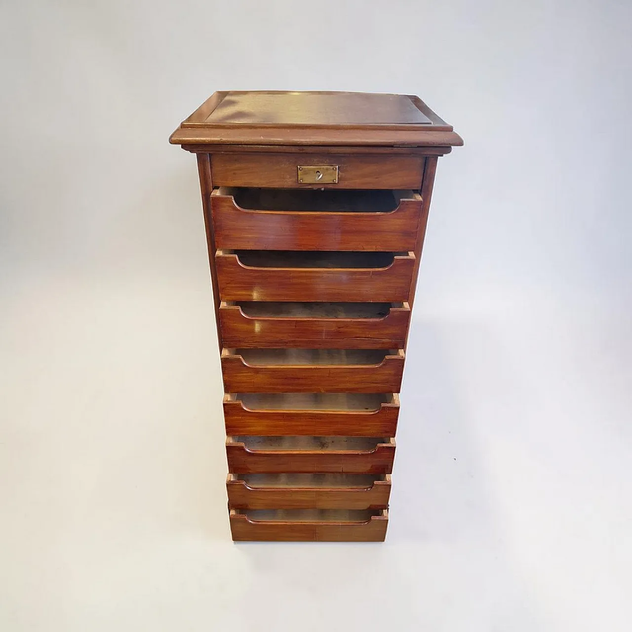 Wooden filing cabinet with shutter from Franzi, 1950s 5