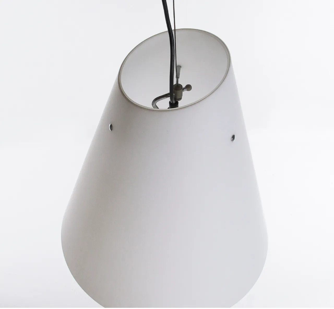 Lampada a sospensione in vetro incamiciato, anni '70 6