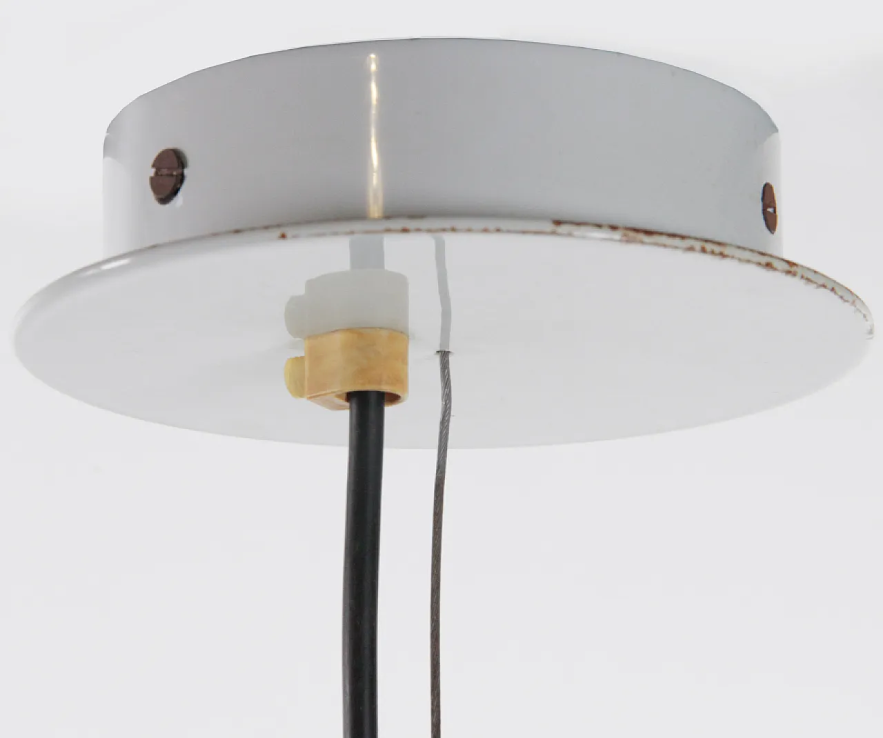 Lampada a sospensione in vetro incamiciato, anni '70 10